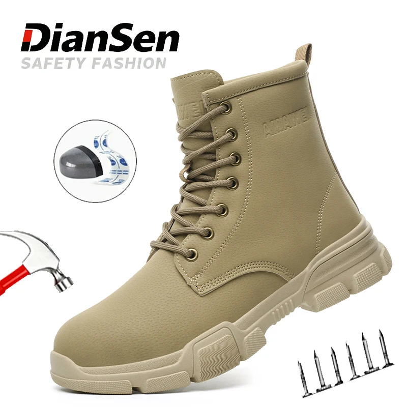 

Safety Boots Men Steel Toe Work Shoes High Top Safety Work Boots Male Anti-smash Construction Work Shoes Protective Footwear