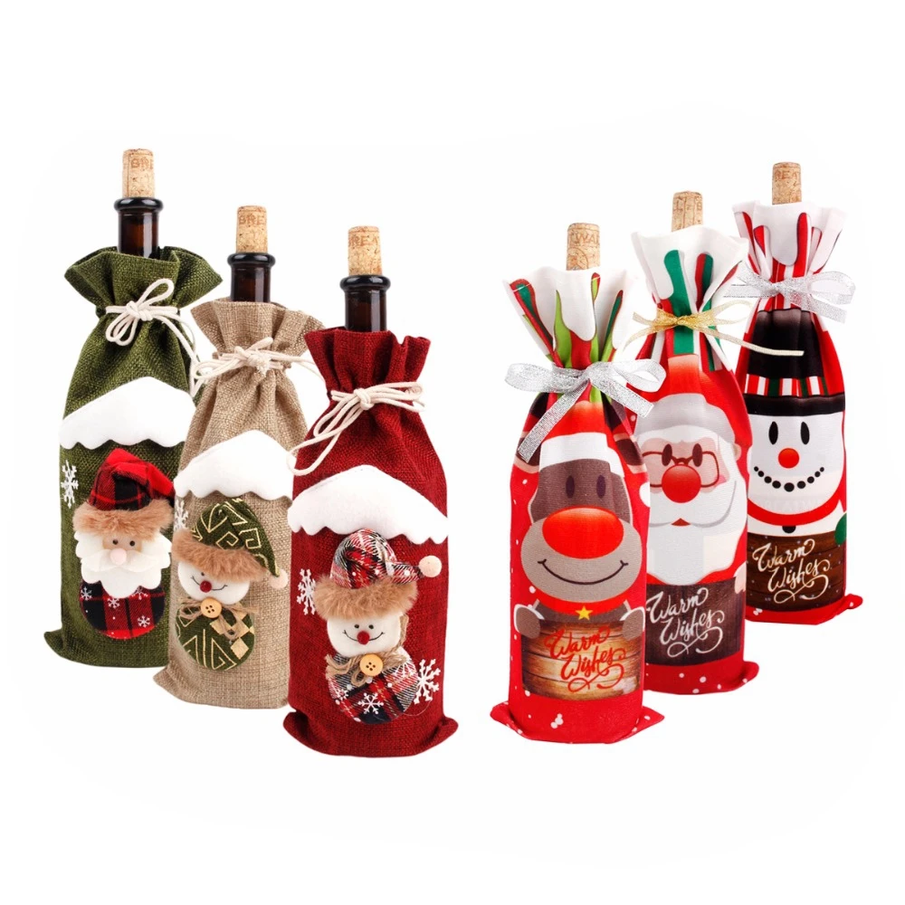 Christmas Wine Bottle Cover Merry Christmas Decorations For Home Christmas Ornament Xmas Table Decor New Year 2024 Navidad Gift