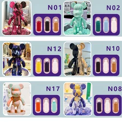 23cm Fluid Bear White Embryo Violent Bear Craft DIY Material Kits Colouring Dolls Boys and Girls Toys  Acrylic Paints Set