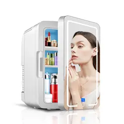 Mini Fridge Portable 12L Skincare Fridge Compact Small Makeup Refrigerator with Dimmable LED Light Mirror Digital Display Cooler