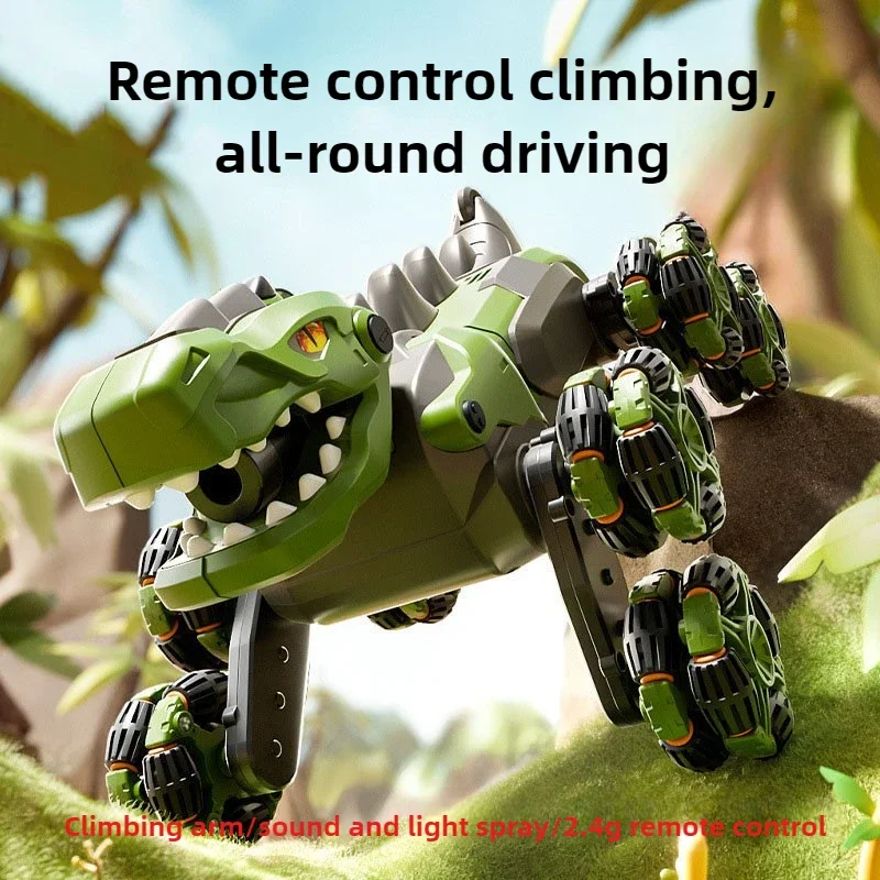Dinosaurio RC de 8 ruedas, 2,4G, coche acrobático teledirigido, camión de carreras, vehículo de juguete, sonido realista, juguetes iluminados para niños, regalos