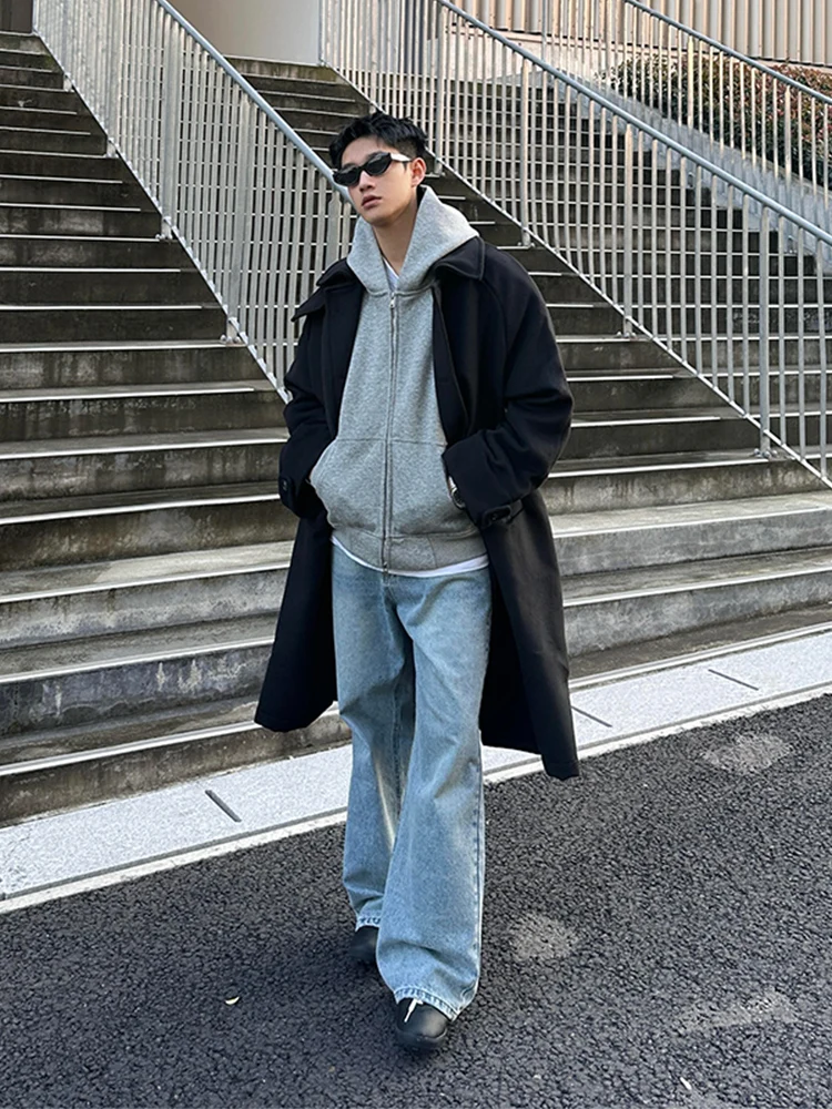 

Мужское шерстяное пальто средней длины Bla, весна-осень, утепленное хлопком, в корейском стиле, высококачественная ветровка выше колена