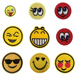 Multiple styles of cute smiling face embroidery patterns hot melt adhesive tape stickers DIY decorative clothing accessories