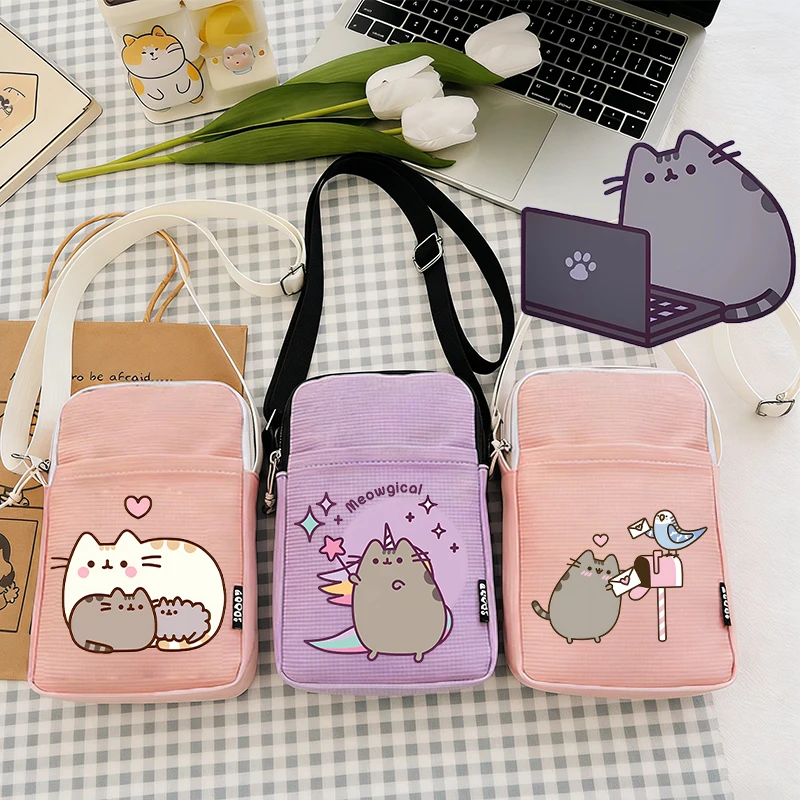 

Cute Pusheens Mobile Phone Shoulder Bag Woman Anime Popular Kawaii Casual Zipper Small Messenger Case Kid Girl Crossbody Handbag