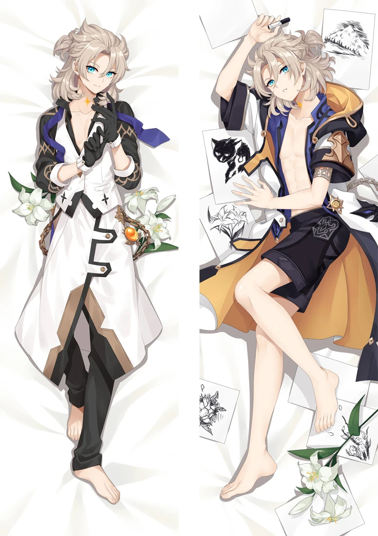 Genshin Impact Cool Diluc Ragnvindr Dakimakura Pillow Cover Hugging Body Pillowcase Otaku Peach Skin Cushion Cover Home Decor