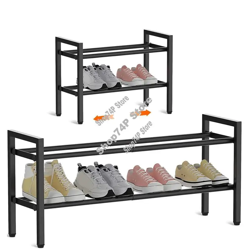

ABJY-металлическая полка для обуви, органайзер для хранения в прихожей, 2-уровневая расширяемая полка для обуви, штабелируемая регулируемая полка для обуви для шкафа