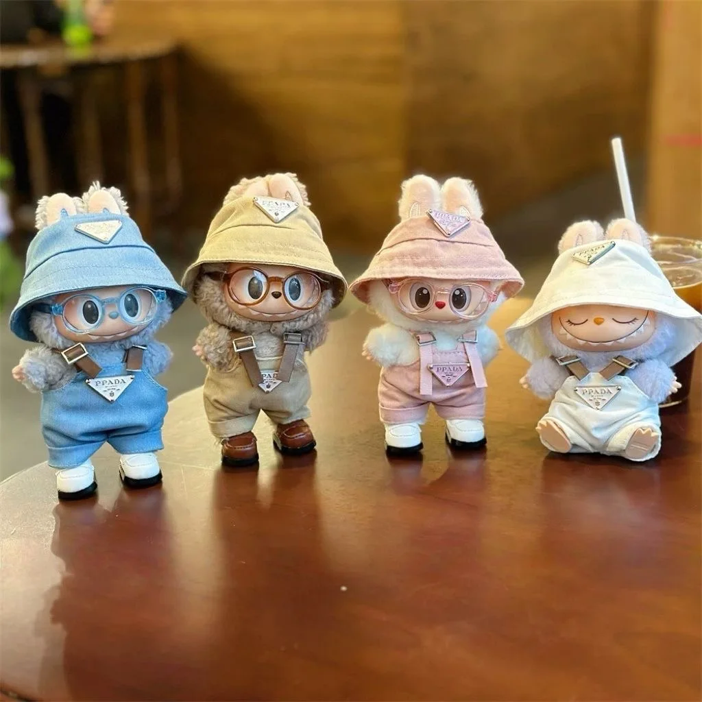 

Для куклы Labubu 15/17 см, модный цветной комбинезон макарон, шляпа, комплект из 2 предметов, одежда для кукол Labubu, 3,0 одежда «сделай сам», игрушки, аксессуары