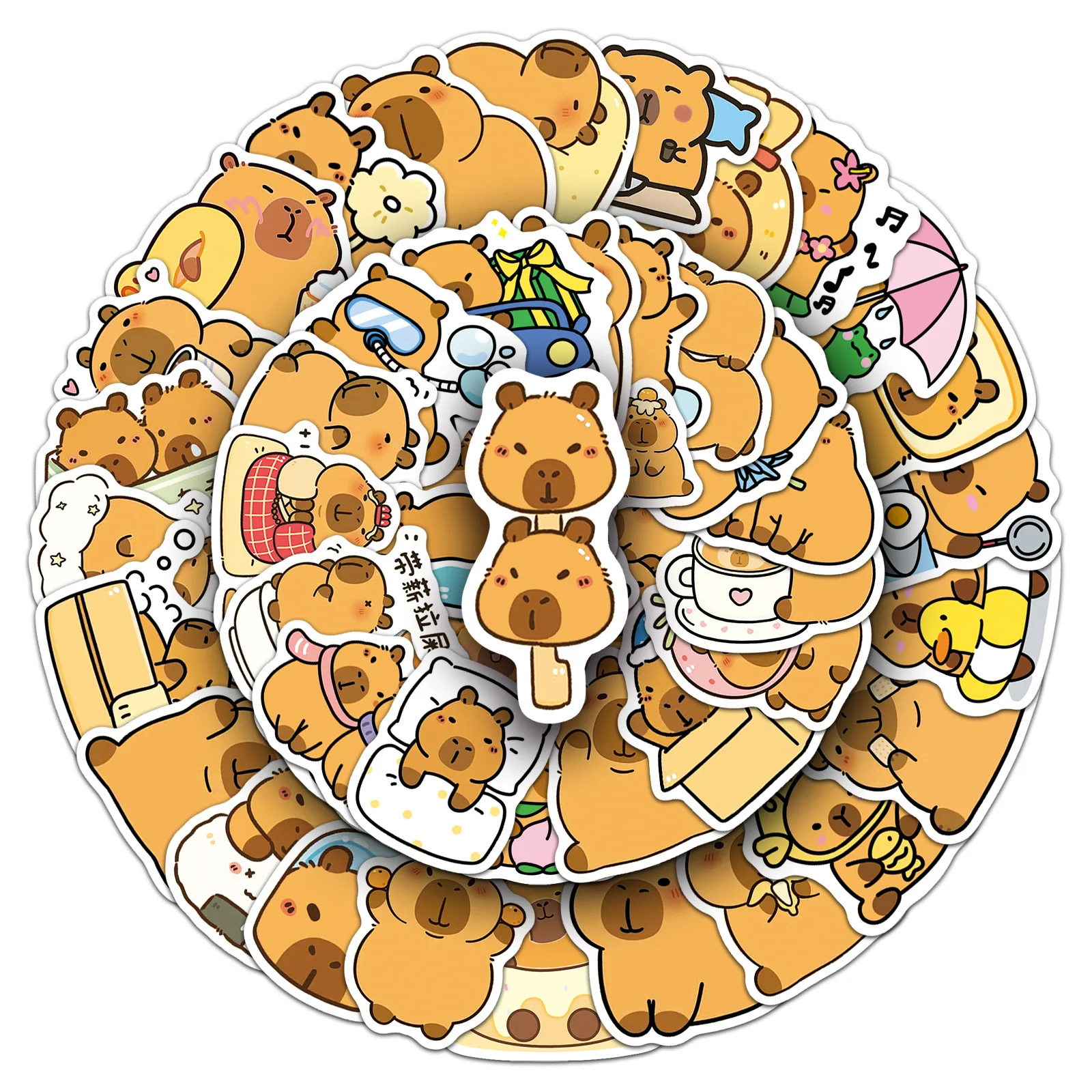 10/30/50 Cartoon Niedliche Capybara-Freunde Aufkleber Kapibala Graffiti-Sticker Scrapbooking DIY Handy Laptop Notizbuch Aufkleber Spielzeug Geschenke