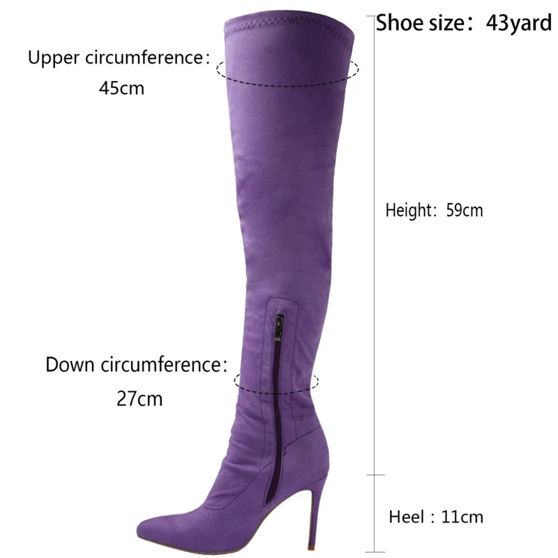 Sexy High Heels Boots Women Shoes Fashion Purple Women\'s Over The Knee Boots 2024 Autumn Winter Pointed Side Thigh High Boots