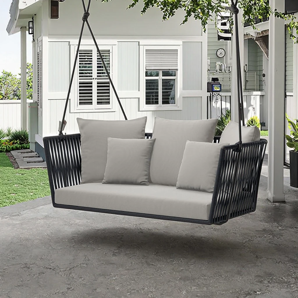 Customizable High-End Modern Outdoor Garden Terrace Aluminium Rope Swing Chair Courtyard Sunbath Swing Sofa for Patio Park Gym