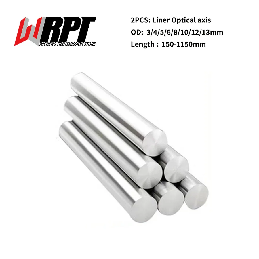 Linear Guide Optical Shaft Axis Chrome-Plated Rod 2PCS Optical Axis Diameter 3/4/5/6/8/10/12/13mm Round Rod Length 150-1150mm