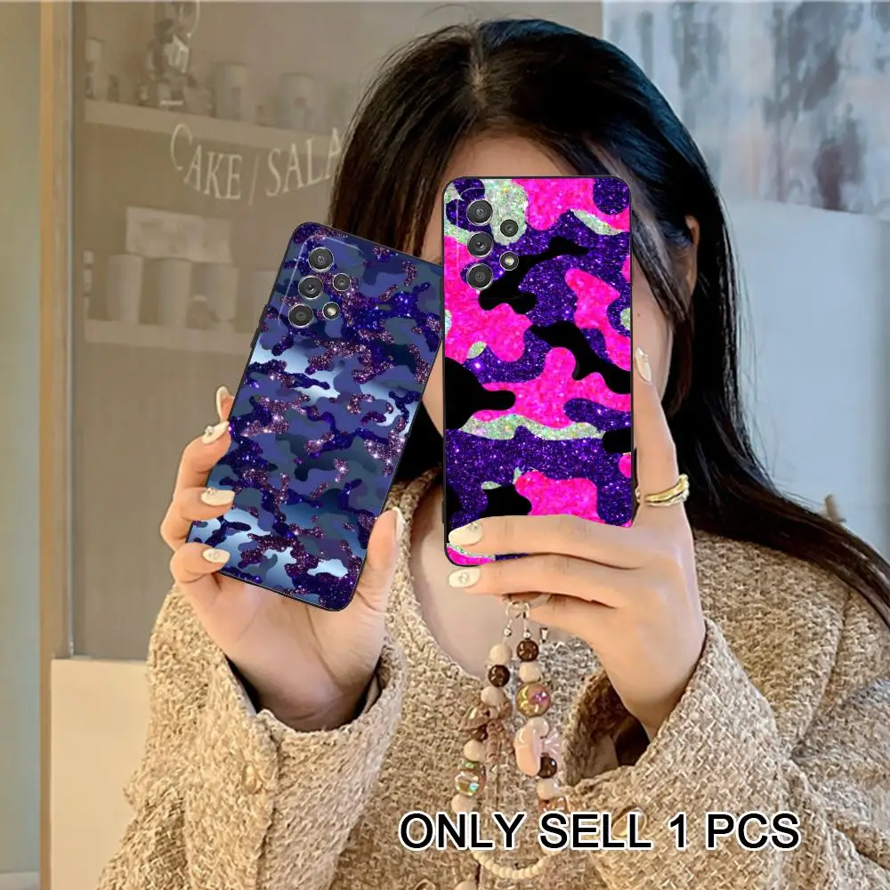 Shining Bling Camouflage Phone Case for Samsung Galaxy A26 25 24 23 22 21 17 16 15 14 13 12 11 5G Soft TPU Shockproof Cover