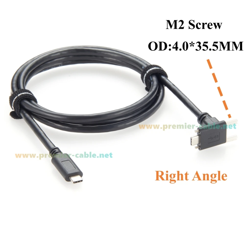 Right Angle USB 3.1 Type C Male to Male Cable 10Gbps 100W Screw Mount USB C 3.1 Gen2 Charging & Data Cable for Industrial Camera
