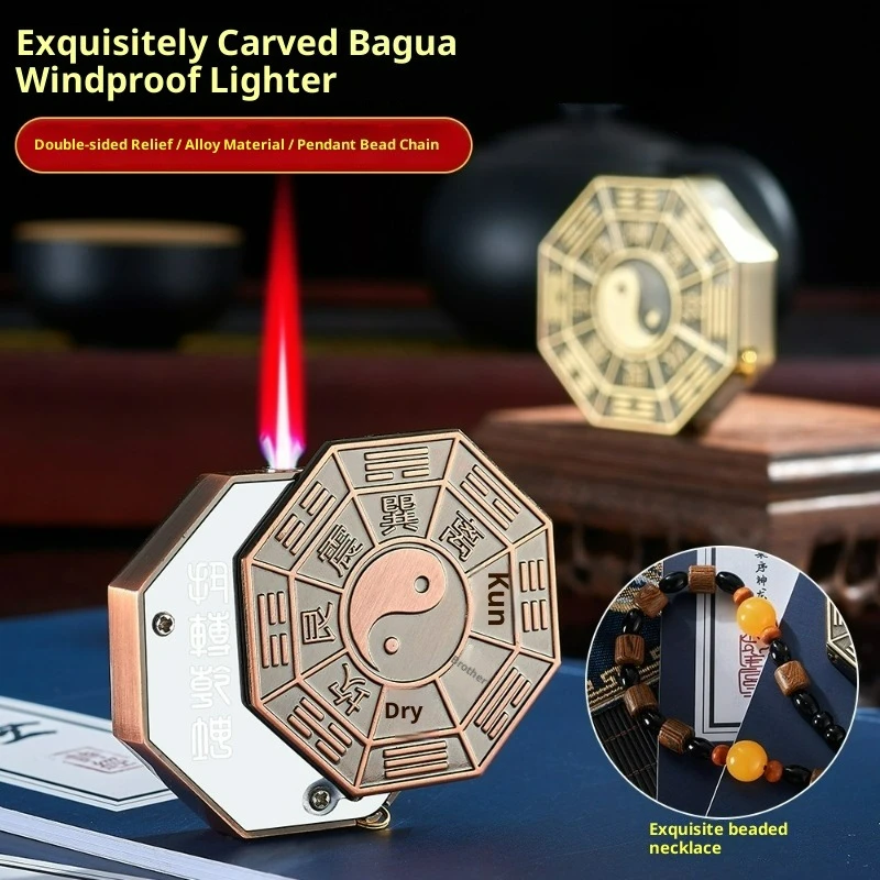 الصينية باغوا الرسم يندبروف لهب أحمر البوتان الغاز أخف في الهواء الطلق المحمولة حبة سوار شخصية ولاعات التدخين الهدايا