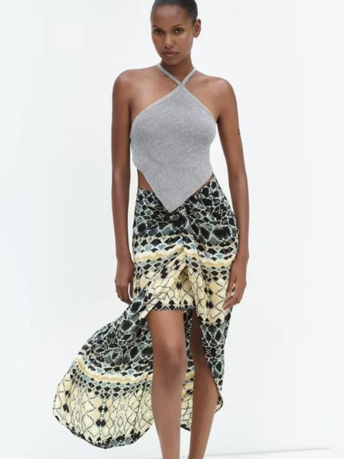 

Summer New Women's High Waist Floral Print Maxi Dr Versatile Sli Casual Long Skirt A-Line Silhouette Other Fabric