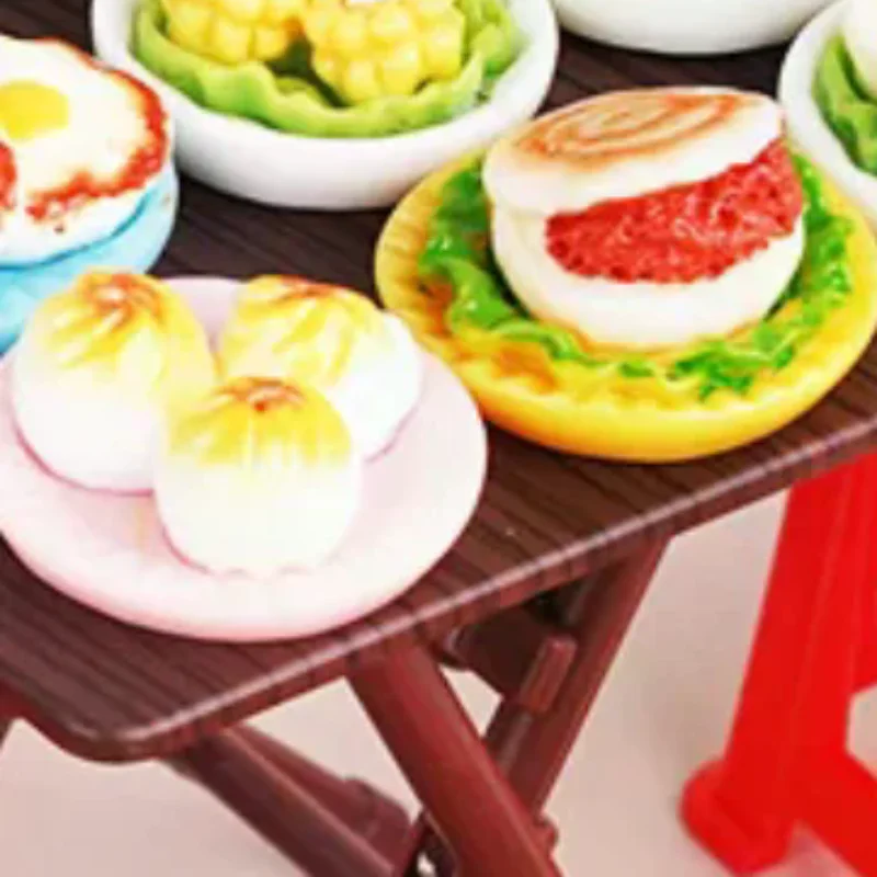 1Set 1:12 Dollhouse Miniature Folding Table Stool Dining Table Furniture Home Model Decor Toy Doll House Accessories