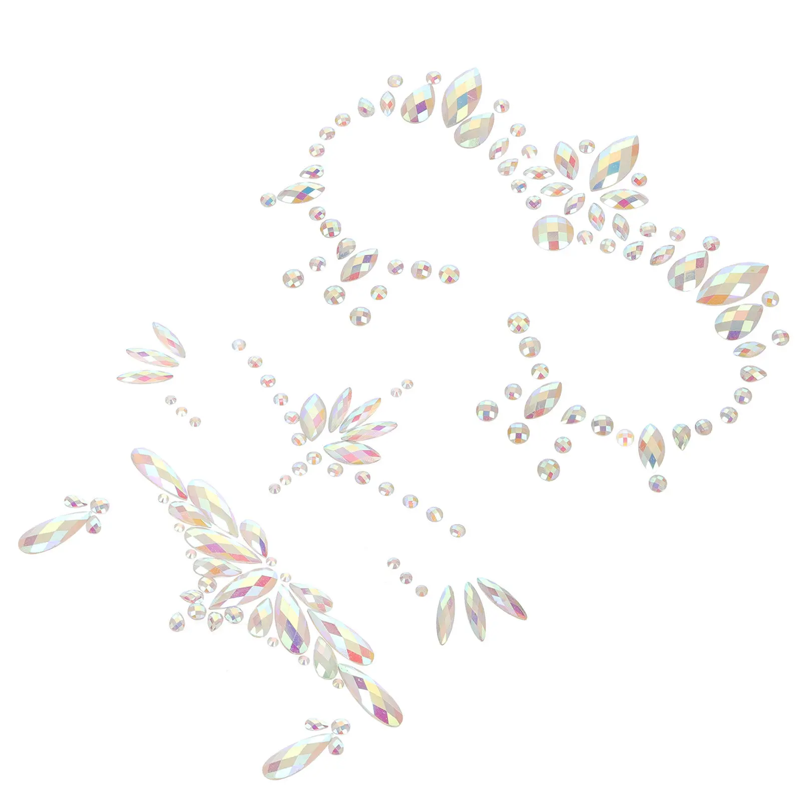 

3 листа наклеек-страз для лица, красочные декоративные стразы, имитация драгоценных камней