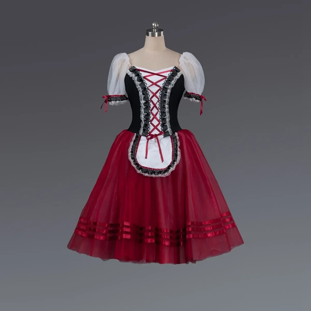 Robe de ballerine Tutu de danse de Ballet rouge Giselle pour filles et femmes, Costume de spectacle sur scène, robes Tutu longues de danse de Ballet