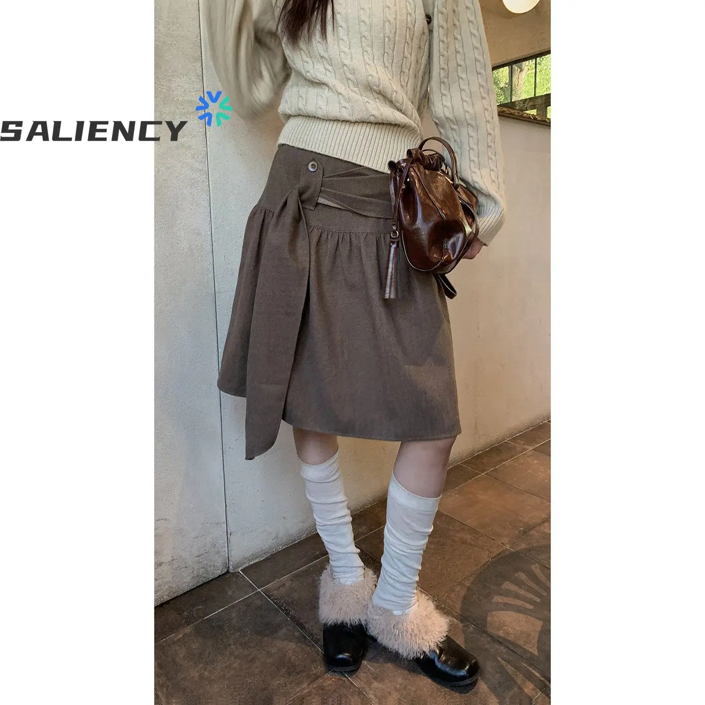 SALIENCY Japanese Ruffles Women's Midi Skirt High Waisted A Line Skirts 2026 Fashion Spring Clothing Lady Street