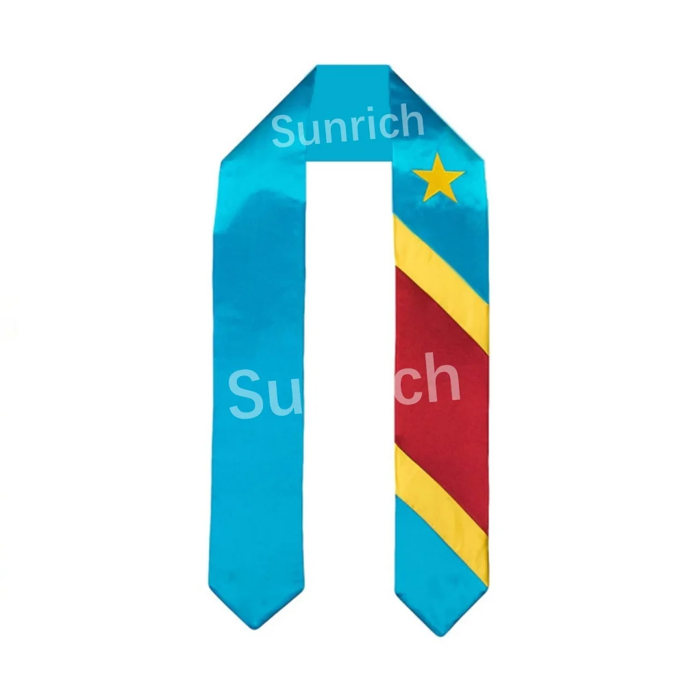 The Democratic Republic of Congo Flag Graduation Stole High-quality Satin Fabric Congo Graduation Sash