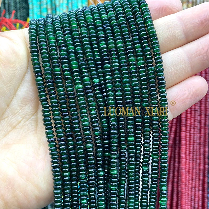2x4mm Rondelle Natural Stone Onyx Turquoise Emerald Chalcedony Abacus Spacer Beads for Jewelry Making DIY Bracelets Accessories