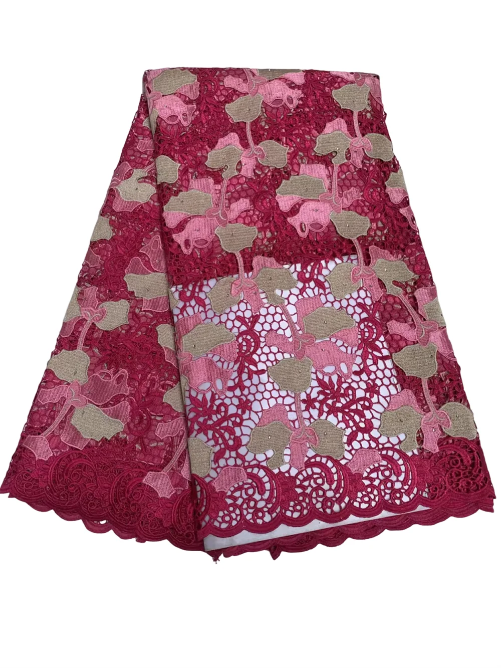 

Оптовая продажа: Новая африканская кружевная ткань с 3D цветами, гипюром, камнями и водорастворимым французским кружевом шантильи для праздничных платьев 2026