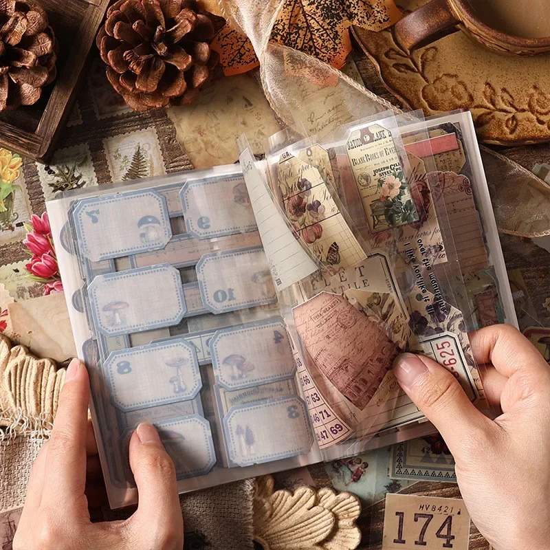 20 枚ヴィンテージスクラップブッキングステッカーブック PET 素材クリエイティブ DIY ジャーナルコラージュ素材ジャーナリング用品ステッカー