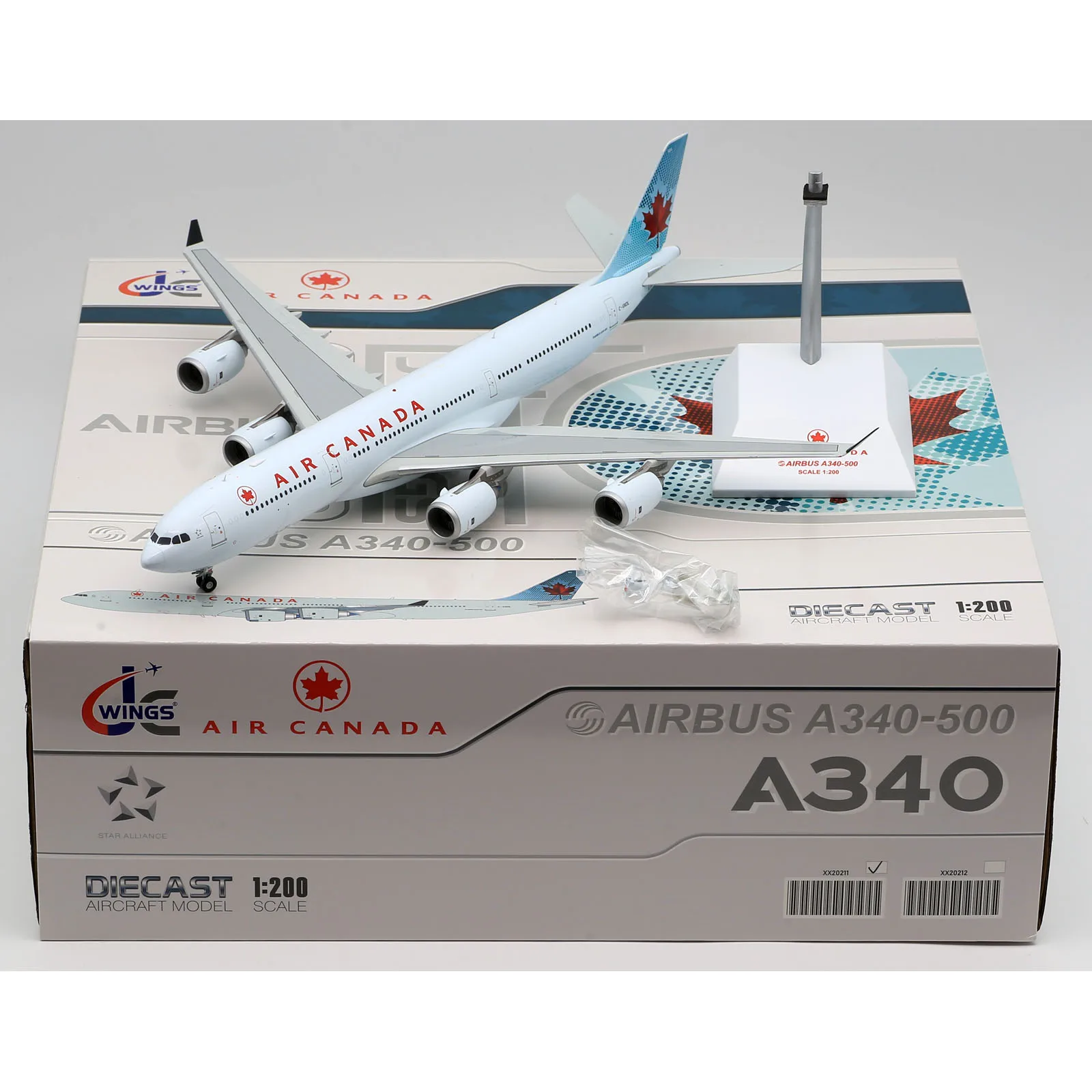 

XX20211 Alloy Collectible Plane Gift JC Wings 1:200 Air Canada "StarAlliance" Airbus A340-500 Diecast Aircraft Jet Model C-GKOL