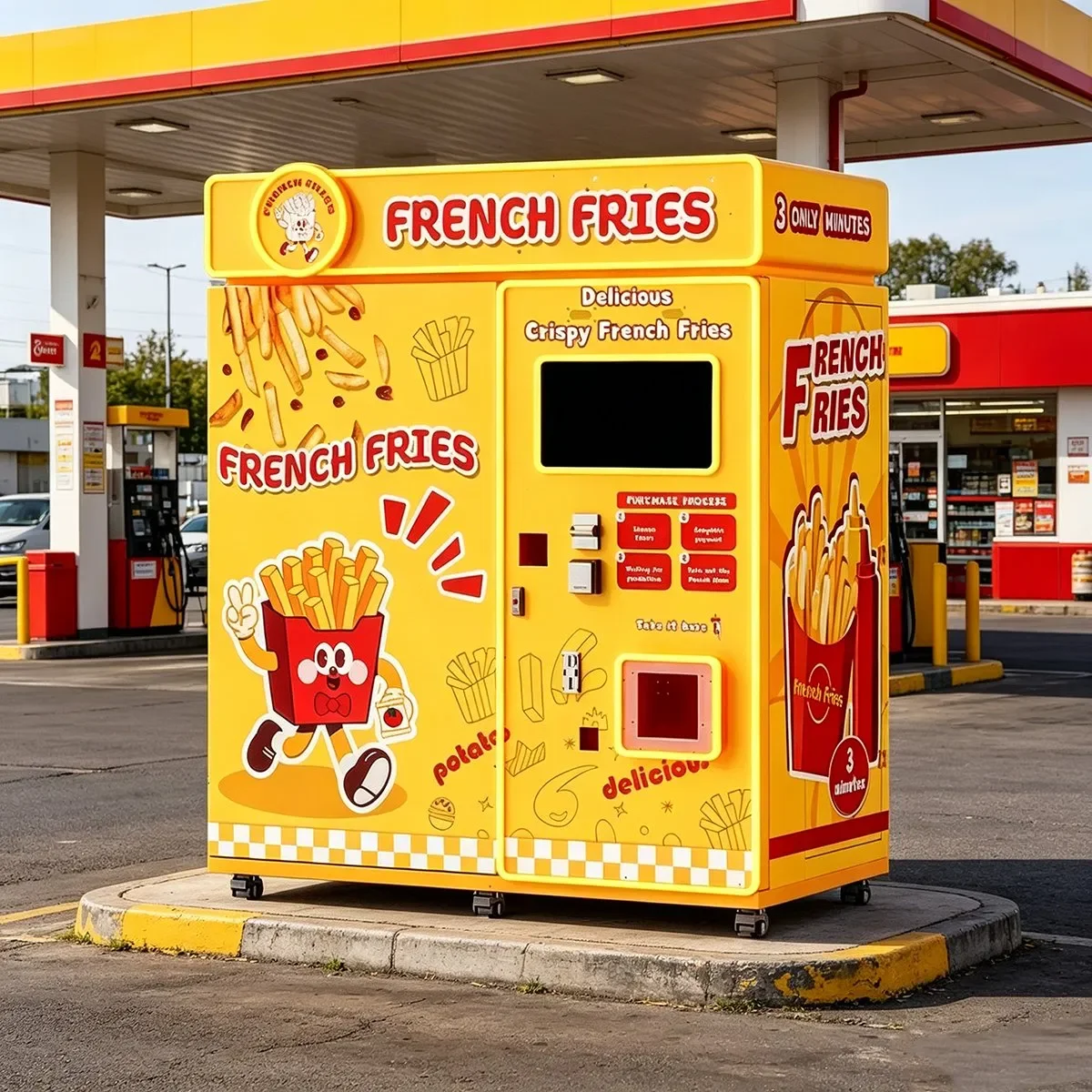 Fully Automatic Fries Vending Machine Commercial Smart Self Service Fast Food Kiosk Touch Screen Cashless Payment System