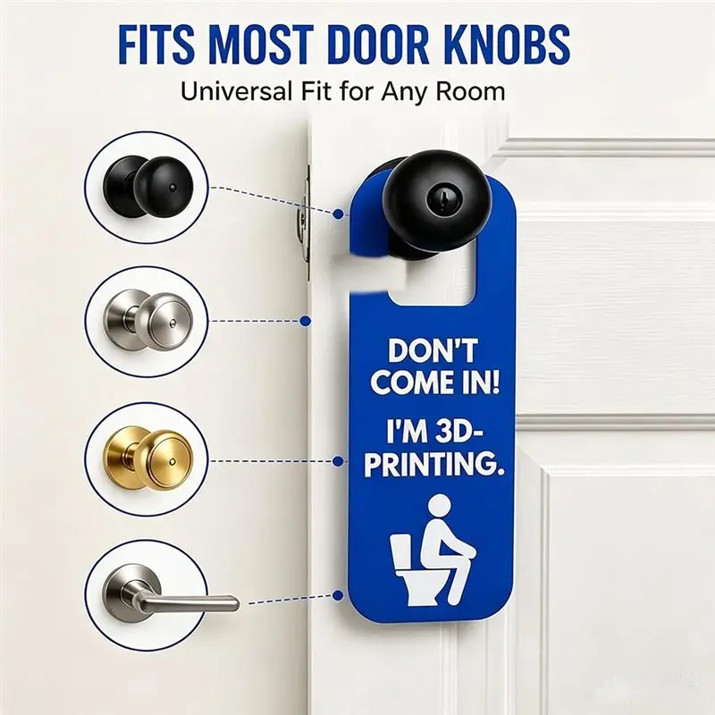 YANA50I Funny 3D Printing Door Hanger Sign Plastic Door Knob Hanger Sign Room Door Decor