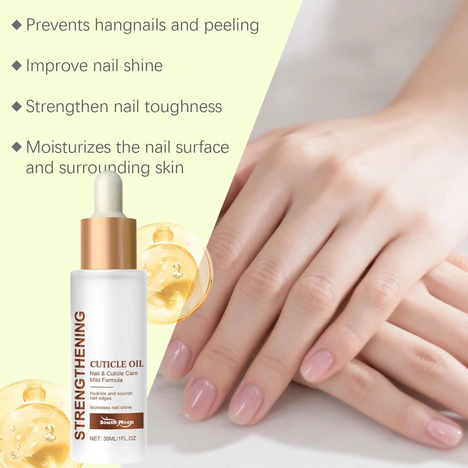 Sterke en stevige nagelrandverzorgingsessentieolie voor dagelijkse voeding, verlicht droge en ruwe nagels, voegt glans en gladheid toe