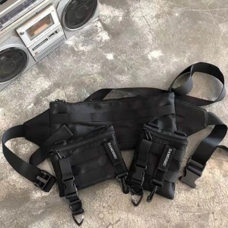 التكتيكية Techwear الهيب هوب انفصال مجتمعة الخصر حقيبة الرجال النساء متعددة الوظائف Crossbody حقيبة صدر للرجال الشارع حزمة مراوح عادية