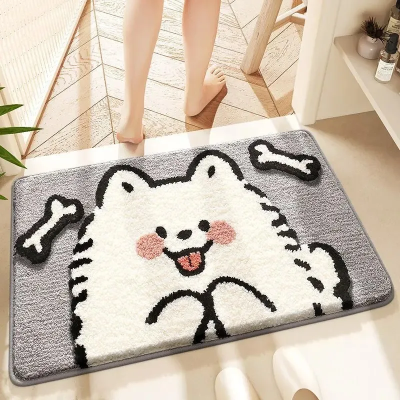 VIKAMA Non-slip Absorbent Bath Mat Faux Cashmere Cute Soft for Bathroom Home Decor