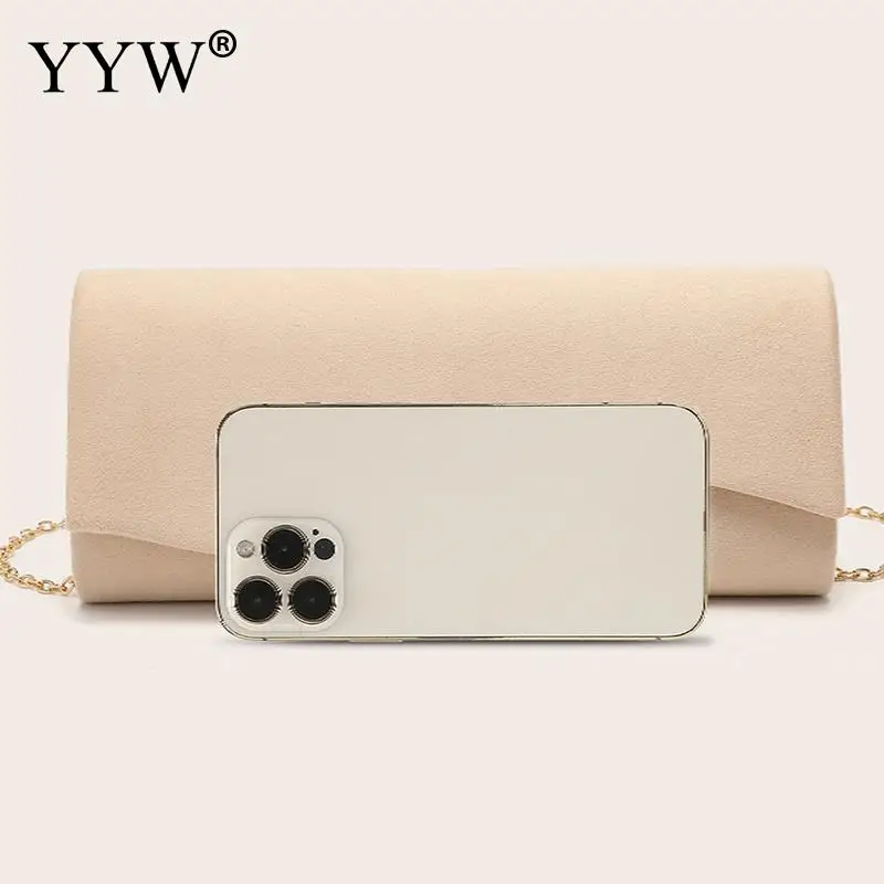 Simple Solid Color Satin Clutch Handbag for Women Elegant Envelope Clutch Bags Metal Chain Crossbody Shoulder Messenger Purse