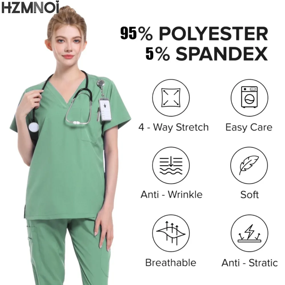 HZMNOI – uniforme d'infirmière de pharmacie multicolore à manches courtes, vêtements de travail pour médecin d'hôpital, uniformes de chirurgie dentaire orale, ensemble de gommage médical