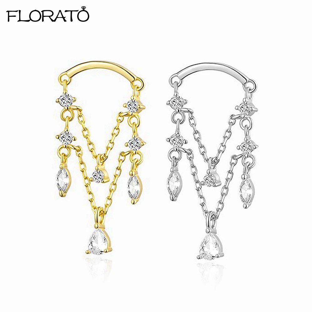 

2024 New Fashion Gold/Silver Color Stud Earrings for Women Exquisite Zircon Long Tassel Chain Dangle Earrings Wedding Jewelry