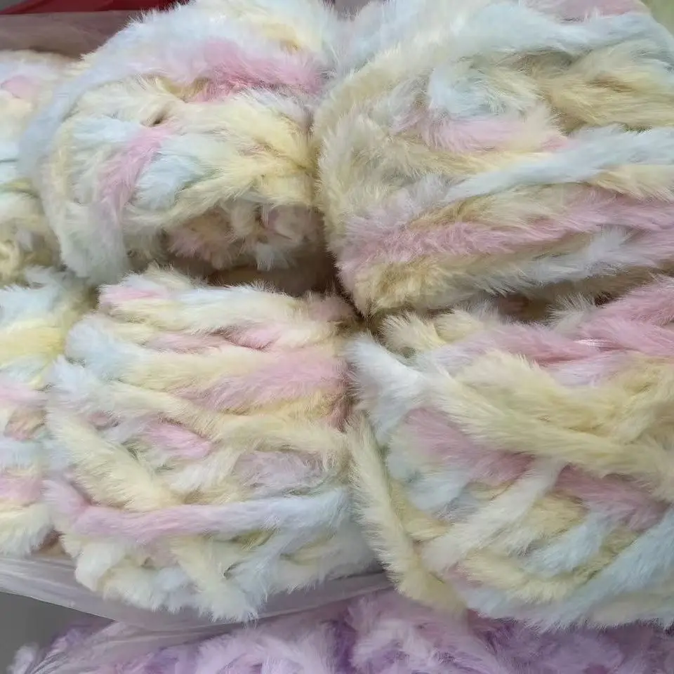 فرو المنك الشعر الطويل اليدوية الصوف أرنب الصوف الصوف الموضوع تقليد الفراء الموضوع الصوف محبوك Diy100gThread الكرة أفخم الموضوع #6