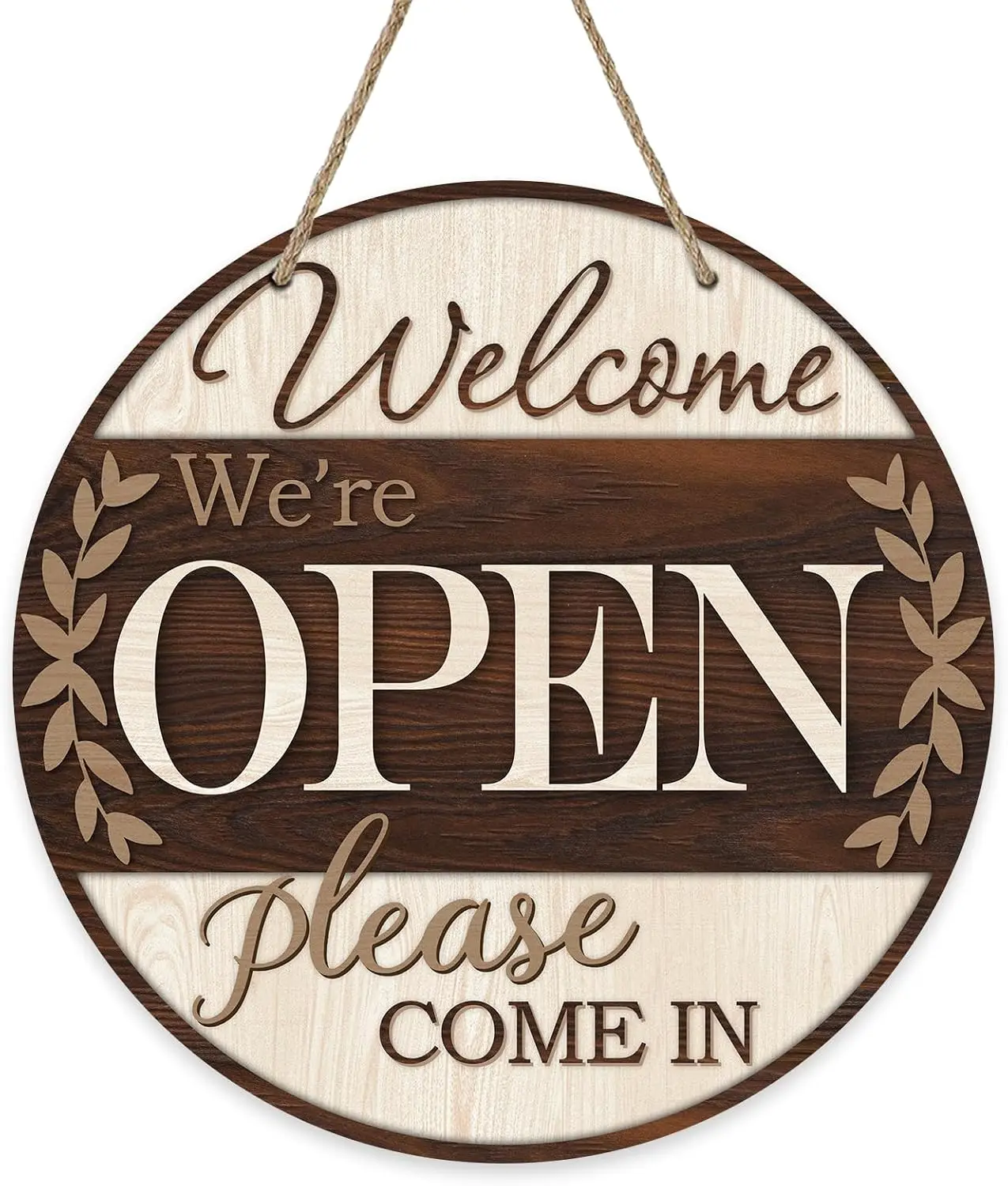 Welcome We're Open Please Come in Business Front Door Sign, Farmhouse Store