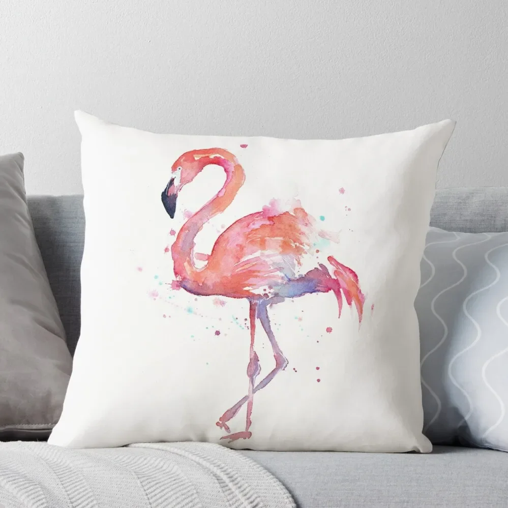 

Pink Flamingo Watercolor Illustration Throw Pillow Decorative Cushions For Luxury Sofa Sitting Cushion Decorative pillowcase