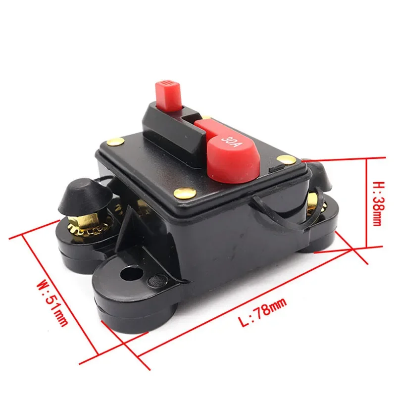 Car Circuit Breaker 50A 60A 80A 100A 150A 200A 250A 300A Power Protector for Car Audio System Fuse Auto Recovery Circuit Breaker