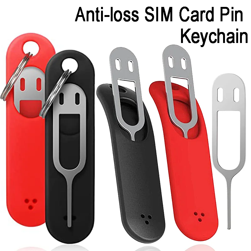 1/3pcs SIM Card Portable Key Chains Silicone Removal Sleeve Phone Tablet Anti-loss Keyring Business Office Supplies Key Chain