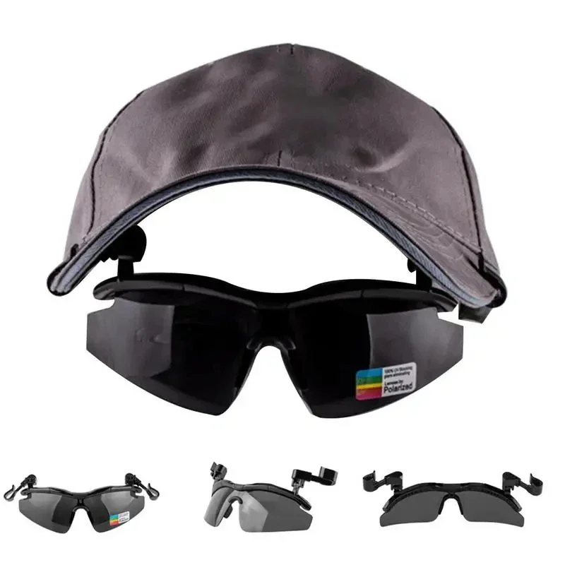 Adjustable Outdoor Polarized Fishing Glasses Hat Visors Sport Clips Hat Clip on Sunglasses for Biking Hiking Golf Fishing