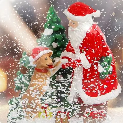 

Christmas Snow Globe Santa Claus & Dancing Dogs Scene Holiday Home Decor Festive Kids Gift Ornament Figure Collectible