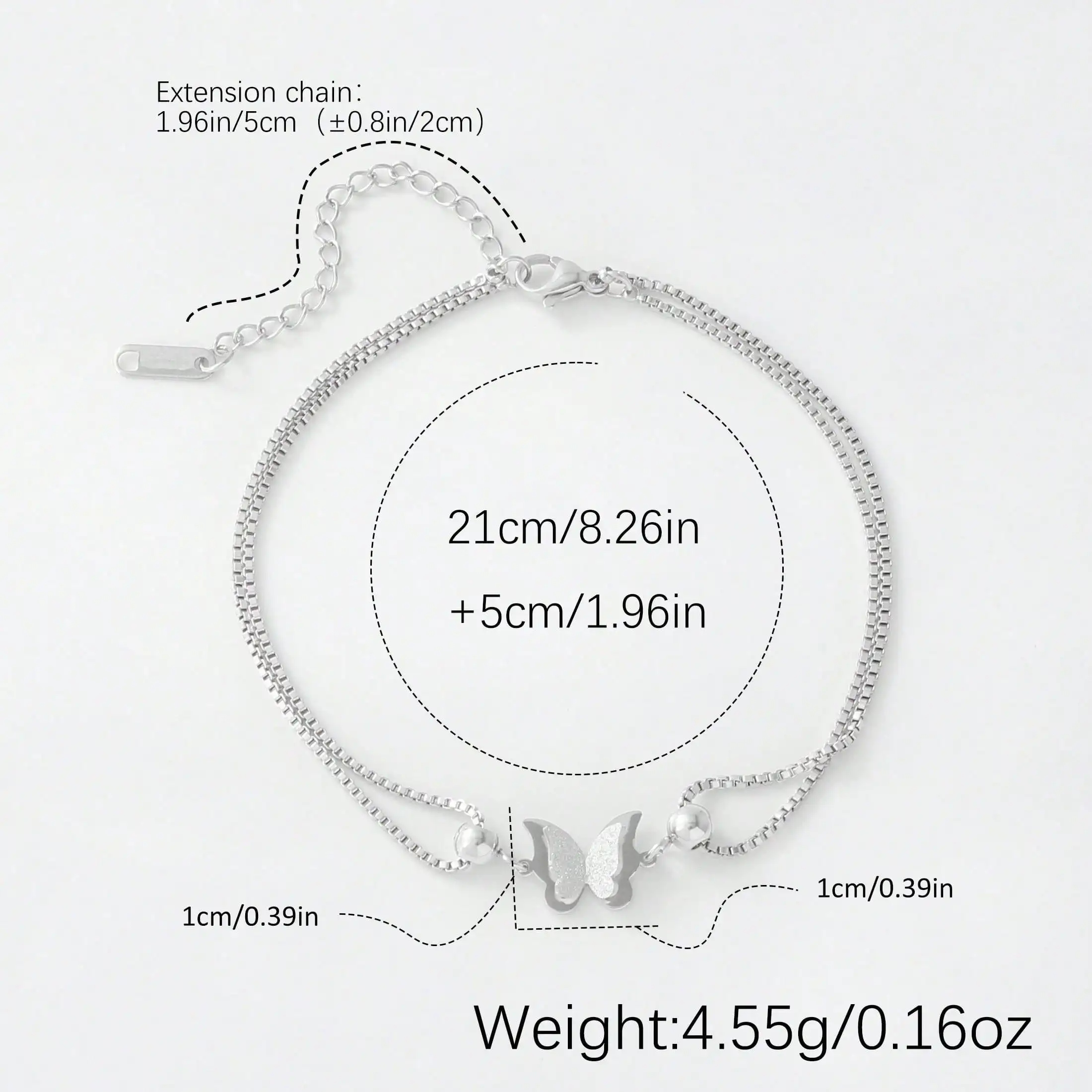 1 Pair Double-Layer Matte Butterfly Anklet, Fashionable Layered Styling | Fashion Accessory Set / Women's Accessories