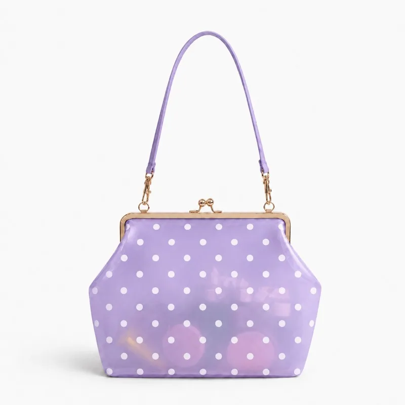 Transparent PVC Jelly Clips Shoulder Bag 2026 Summer Candy Color Fashion Beach Tote Bag Large Capacity Dot Pattern Underarm Bag