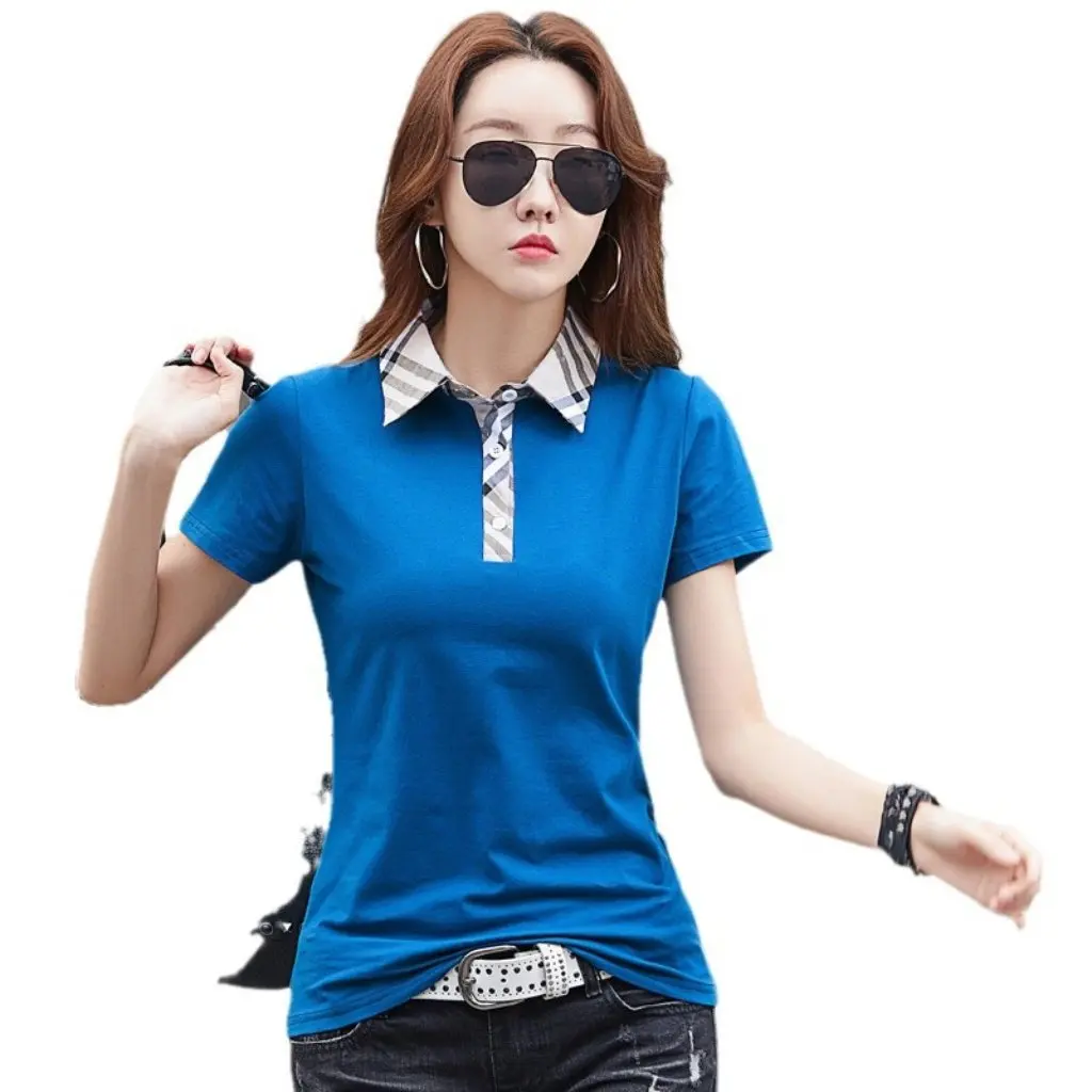 

Professional Women's Short Sleeve Polo Shirt Cotton Lapel T-Shirt Generation Fashion Trend Supply