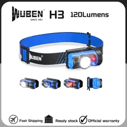 WUBEN H3 Headlamp 120Lumens 7 Working Modes 360° Adjustable Headlight WIth Battery Fishing Headlight