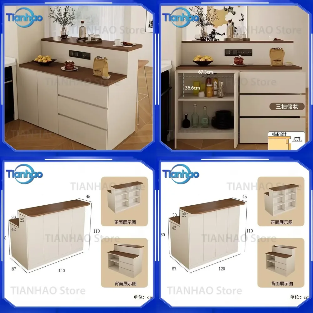 Solid Wood Simple Cream Style Bar Cabinet Partition Cabinet Side Cabinet for Small Apartment Restaurant Household Light