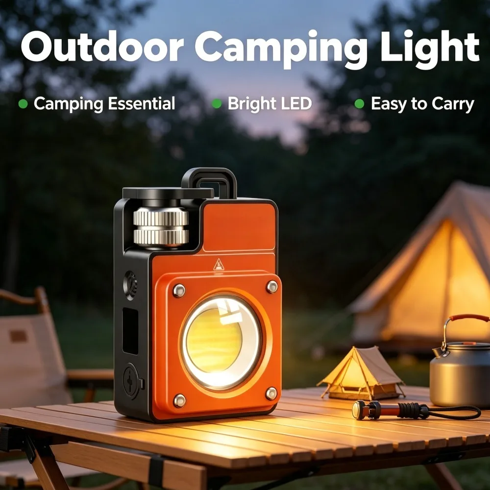 Multifunctional LED Camping Flashlight 120-3500LM Adjustable Brightness Built-in 3000mAh Battery Outdoor Emergency Torch
