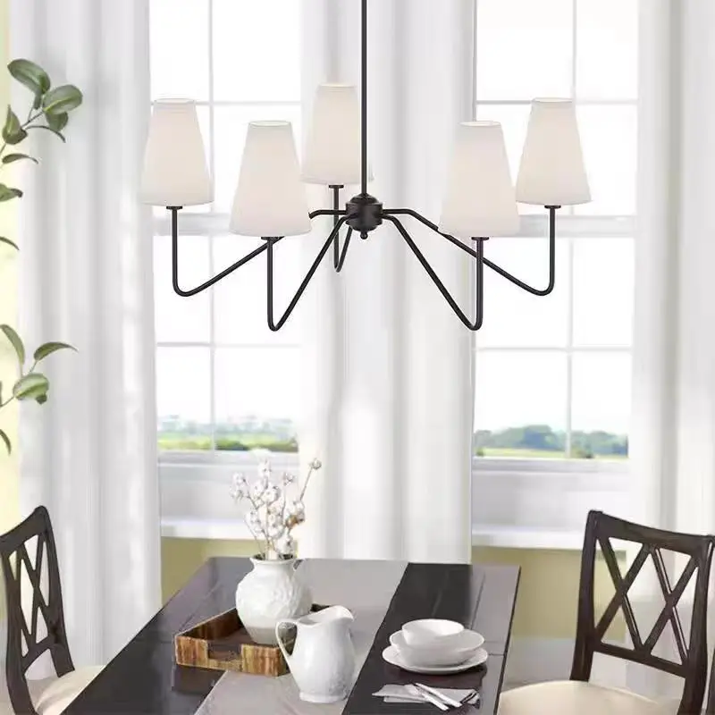 American Wrought Iron Simple Chandelier Collins Round Pendant lamp for Bedroom Study Industrial Style rustic hanging light view 5